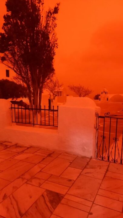 FOTO  Pamje APOKALIPTIKE në Greqi  Kreta mbulohet nga pluhuri afrikan  qielli bëhet i kuq 